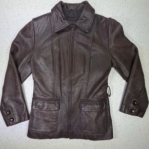 Vintage Brown Leather Jacket • Genuine Leather • Size M • 90s Y2K Classic
